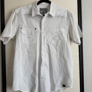 Men's White Casual Short Sleeve Button Down Shirt